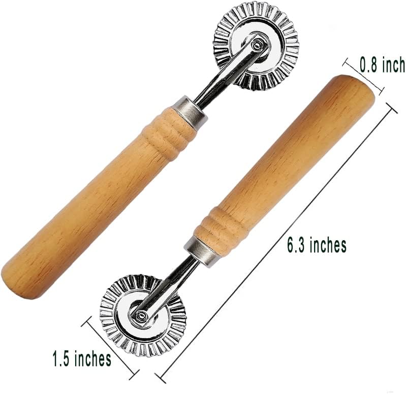 MTOMDY 2 PCS Ravioli Cutter Stamps with Roller Wheel Round Mold with Wooden Handle and Fluted Edge Pasta Press Pasta Cutter for Home and Kitchen Use- 1.6" Diameter - Image 2